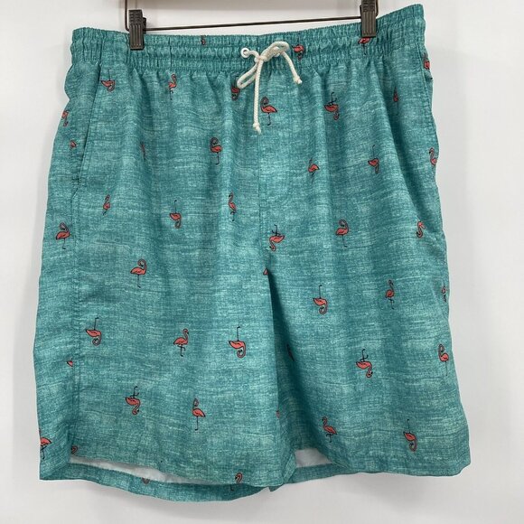 Old Navy Men’s UPF 50 Flamingo Board Shorts Swim Trunks Size Medium - Picture 2 of 6